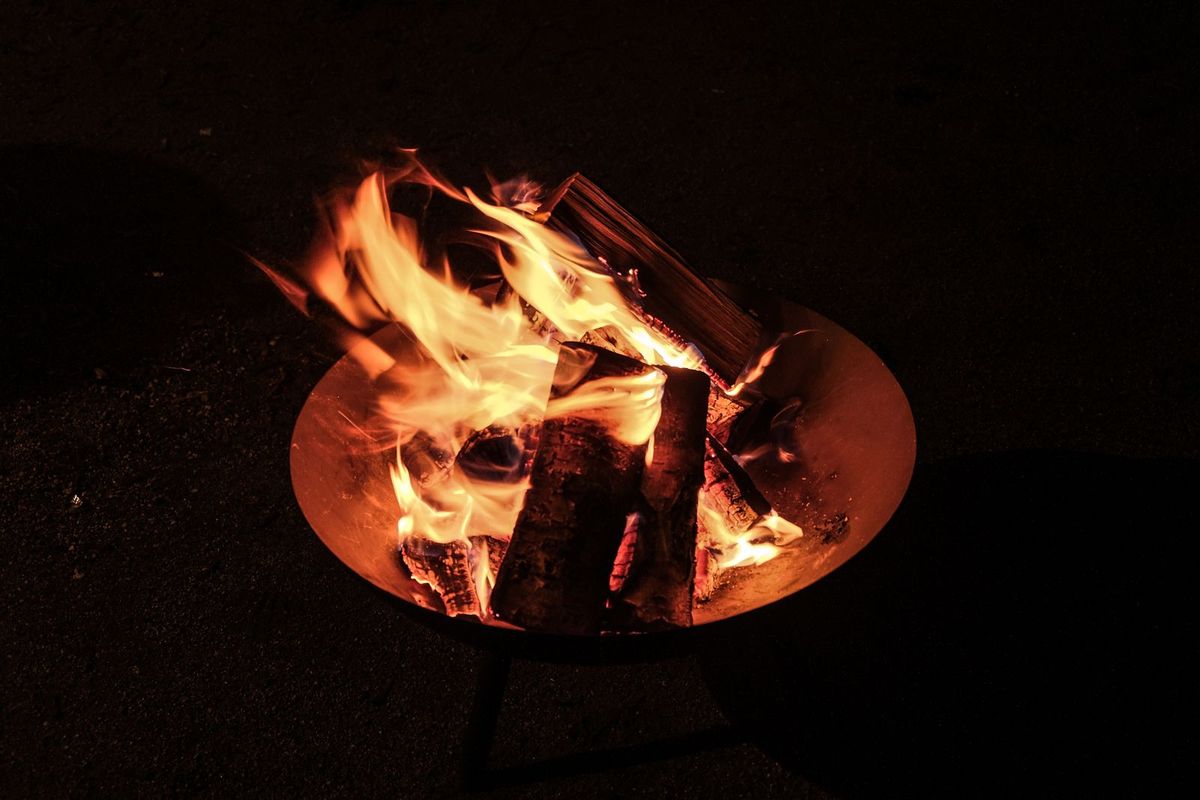 A warm fire burning safely