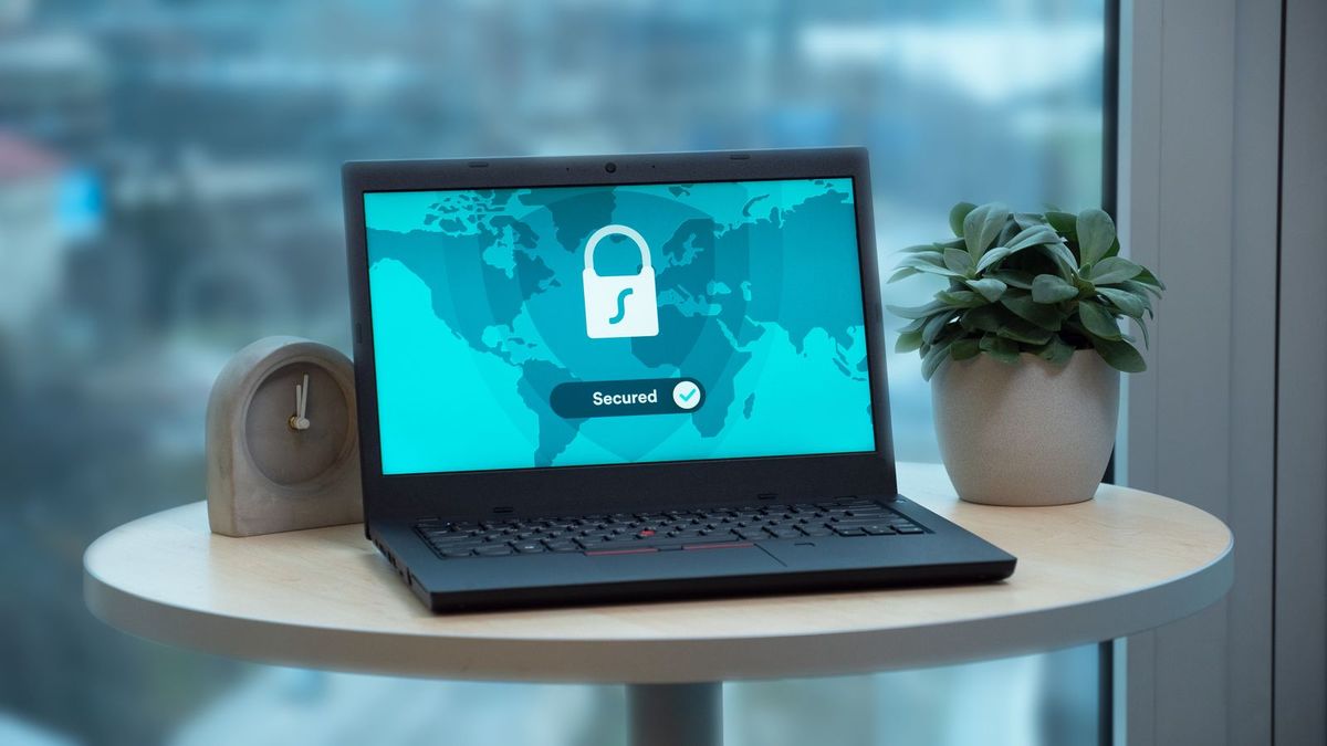 Laptop showing a secure padlock on screen