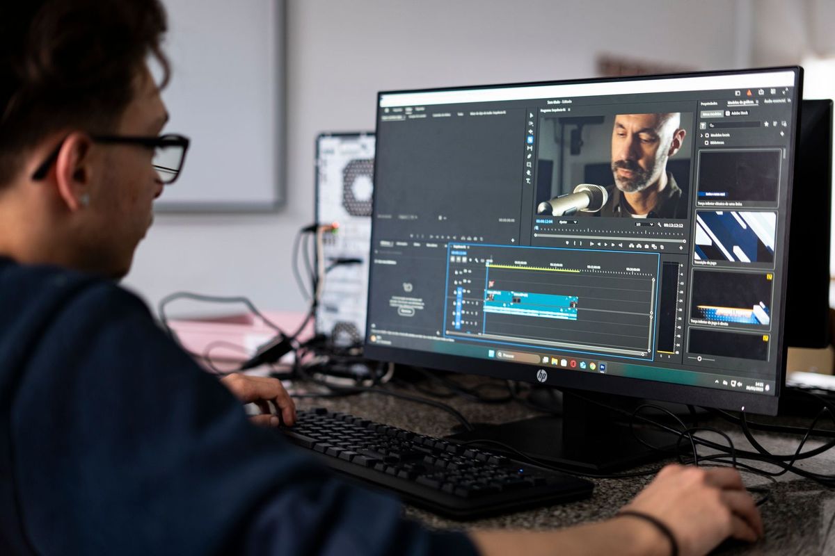 Person editing and preparing images on a computer