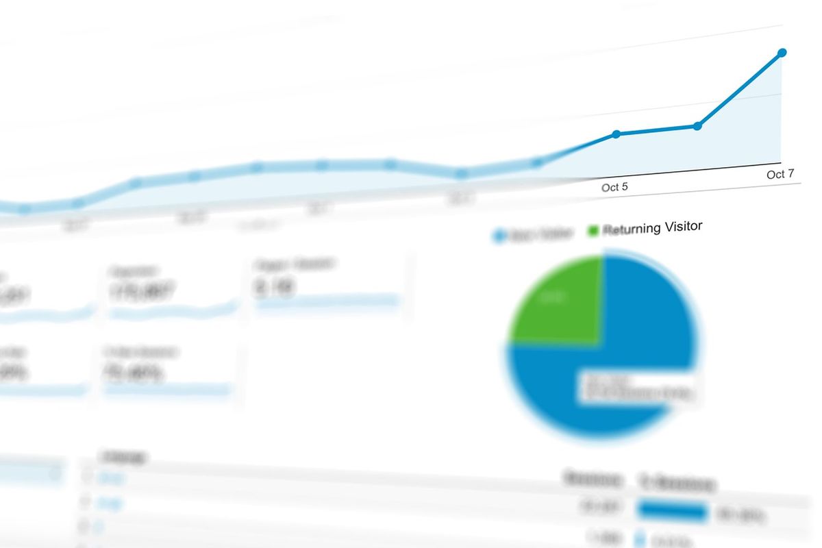 A simple analytics dashboard showing a line graph and pie chart