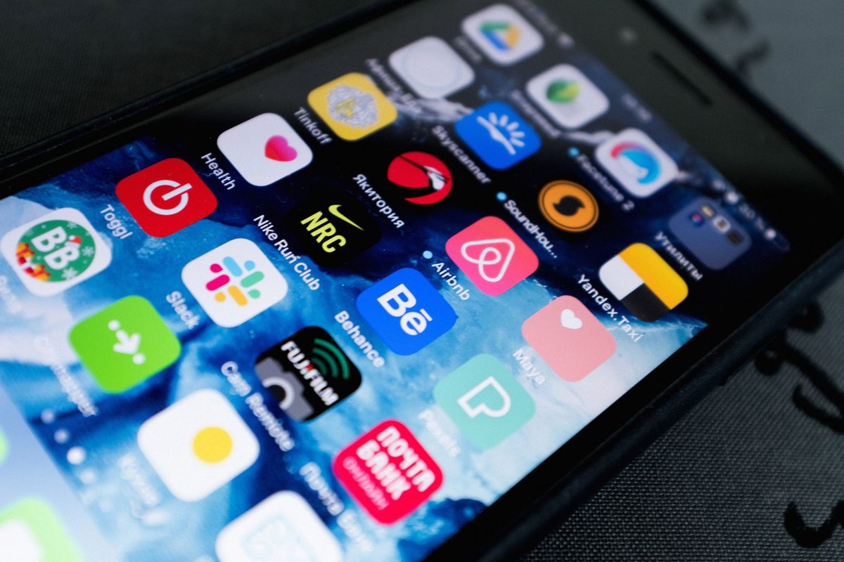 Colourful social media and app icons on a smartphone screen