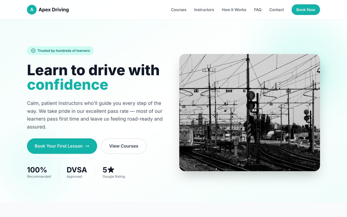 Apex Driving School website - Autoescuelas example built with AMP AI