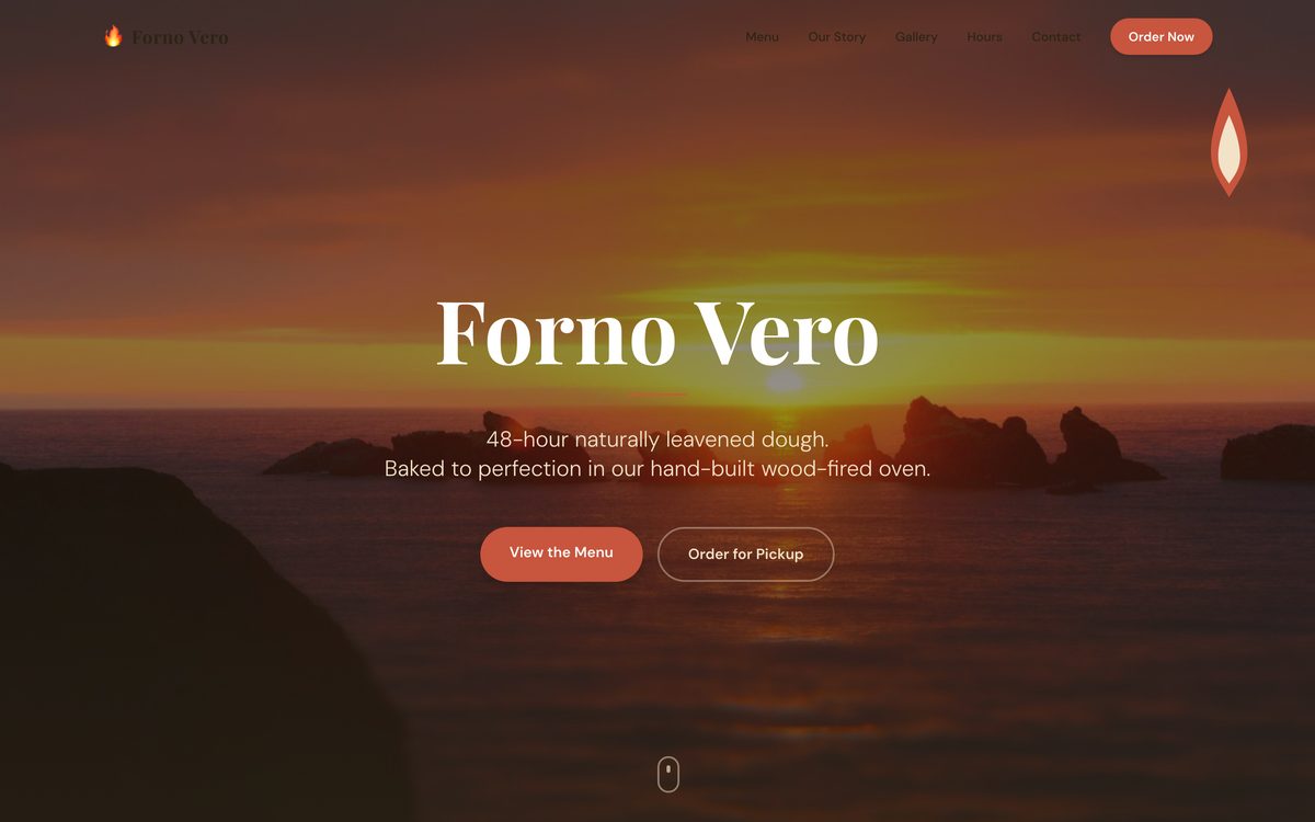 Forno Vero website - Restaurantes example built with AMP AI