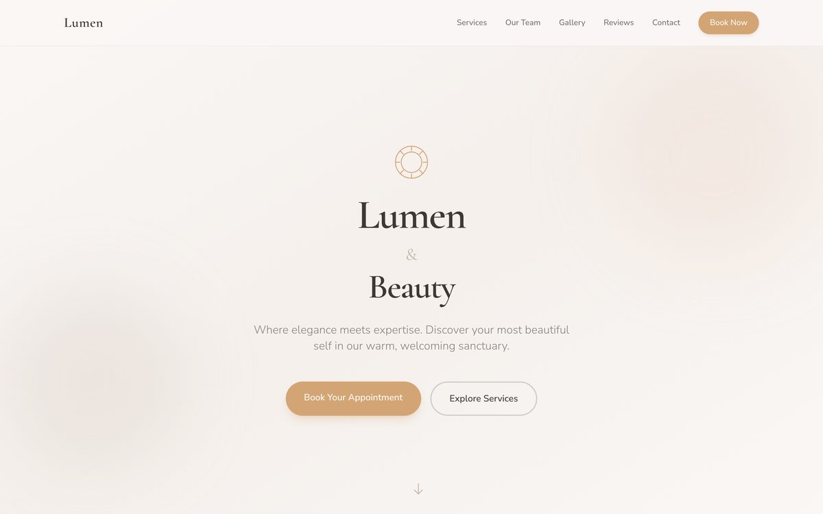 Lumen Hair & Beauty website - Belleza y peluquería example built with AMP AI