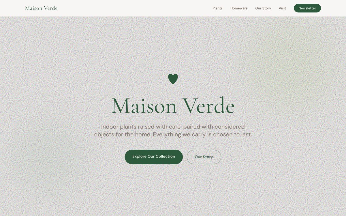 Maison Verde website - Comercio example built with AMP AI