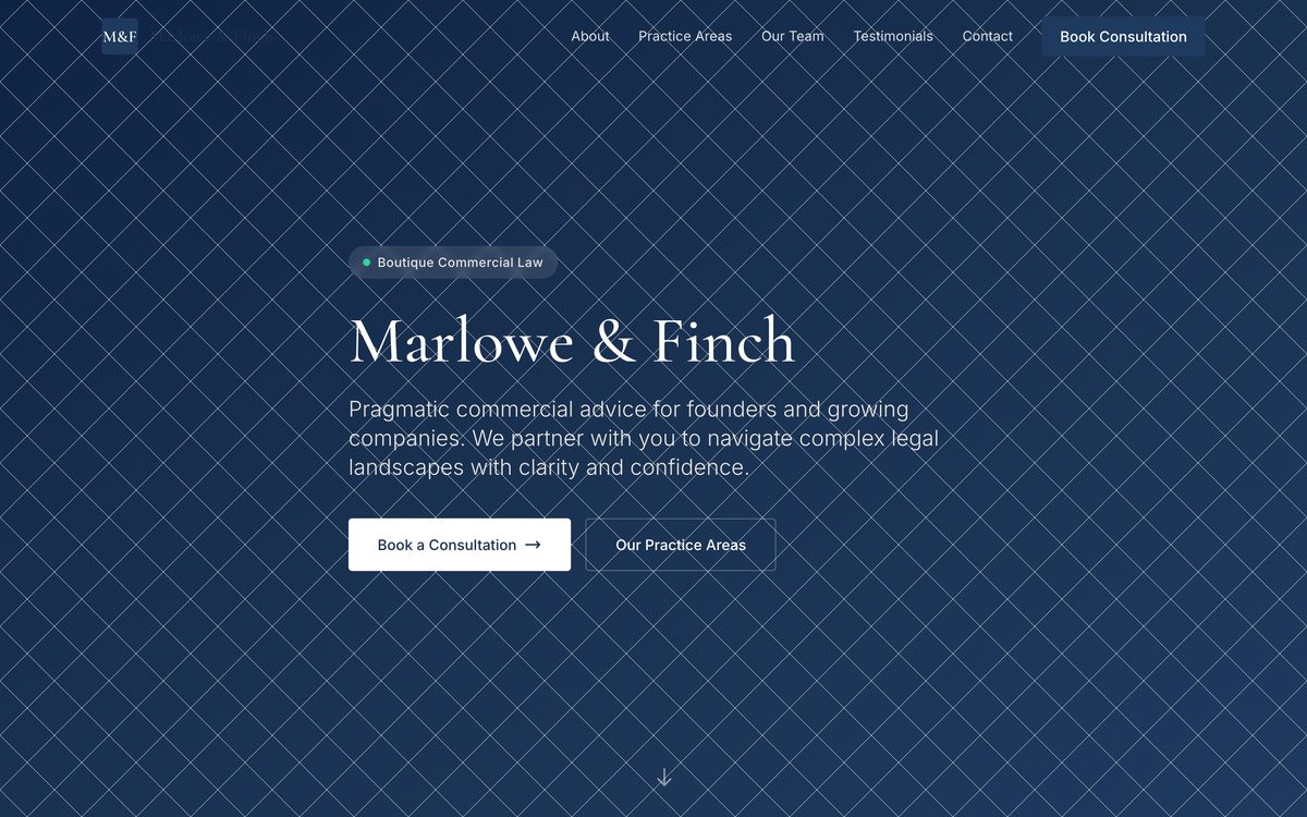 Marlowe & Finch website - Profesional example built with AMP AI