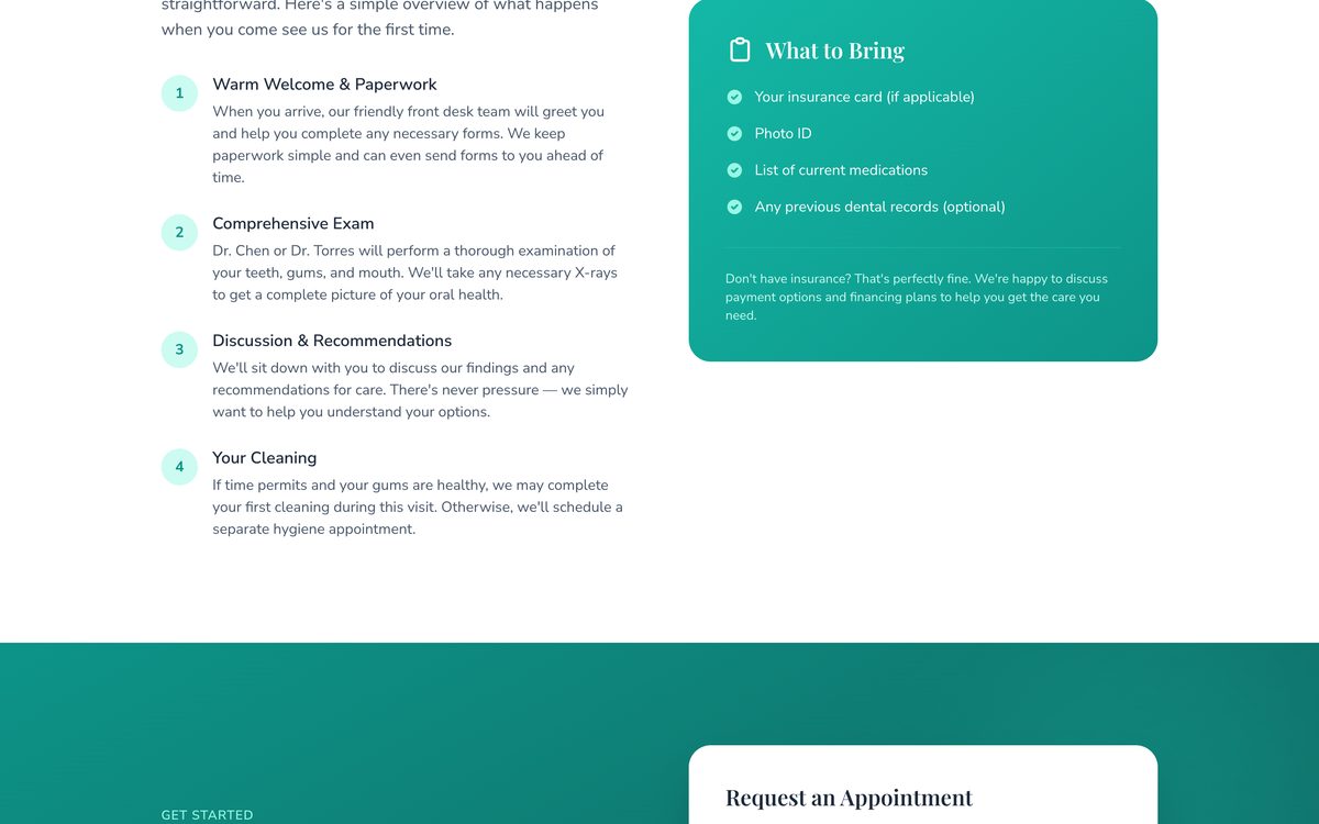 Riverside Dental Care website - Medicina y salud example built with AMP AI